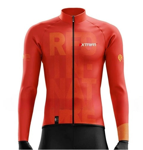 XTRIAT Maglia invernale da ciclismo per uomo | Fodera in pile, caldo e resistente al freddo